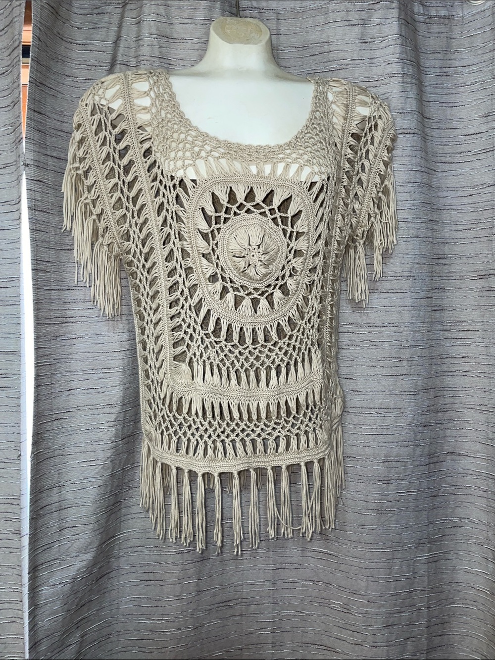 Boho Y2K Crochet Top with Fringe